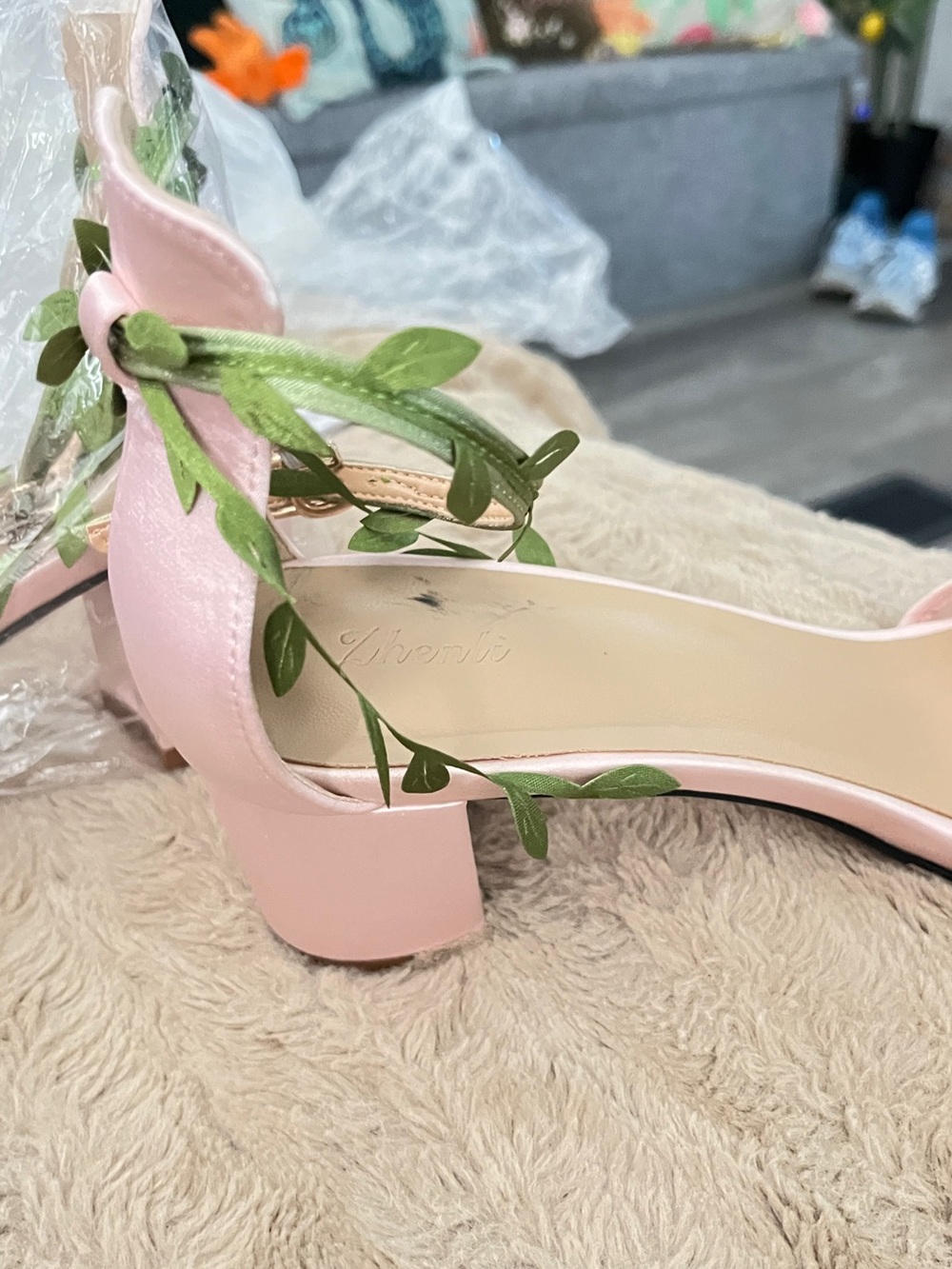Betsey Johnson Pink Heeled Sandals with Lavender & White Floral Accents - Picture 2 of 5